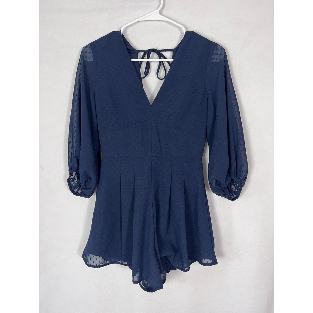 Mi Ami by Francesca's Long Sleeve Navy Blue Romper Size XS
